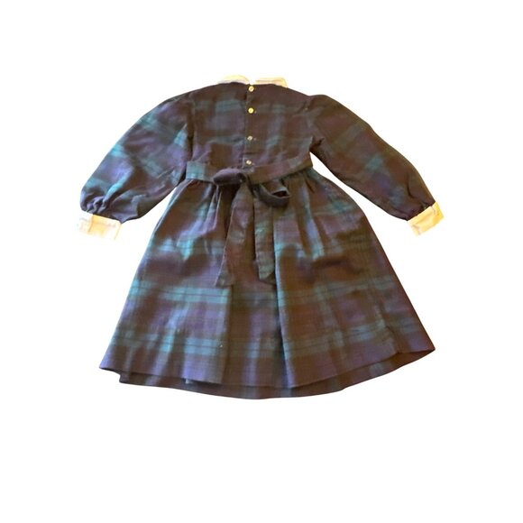 Vintage 80s Laura Ashley Girls Plaid Dress Size 5/6 Cotton Wool Blend - Picture 5 of 5